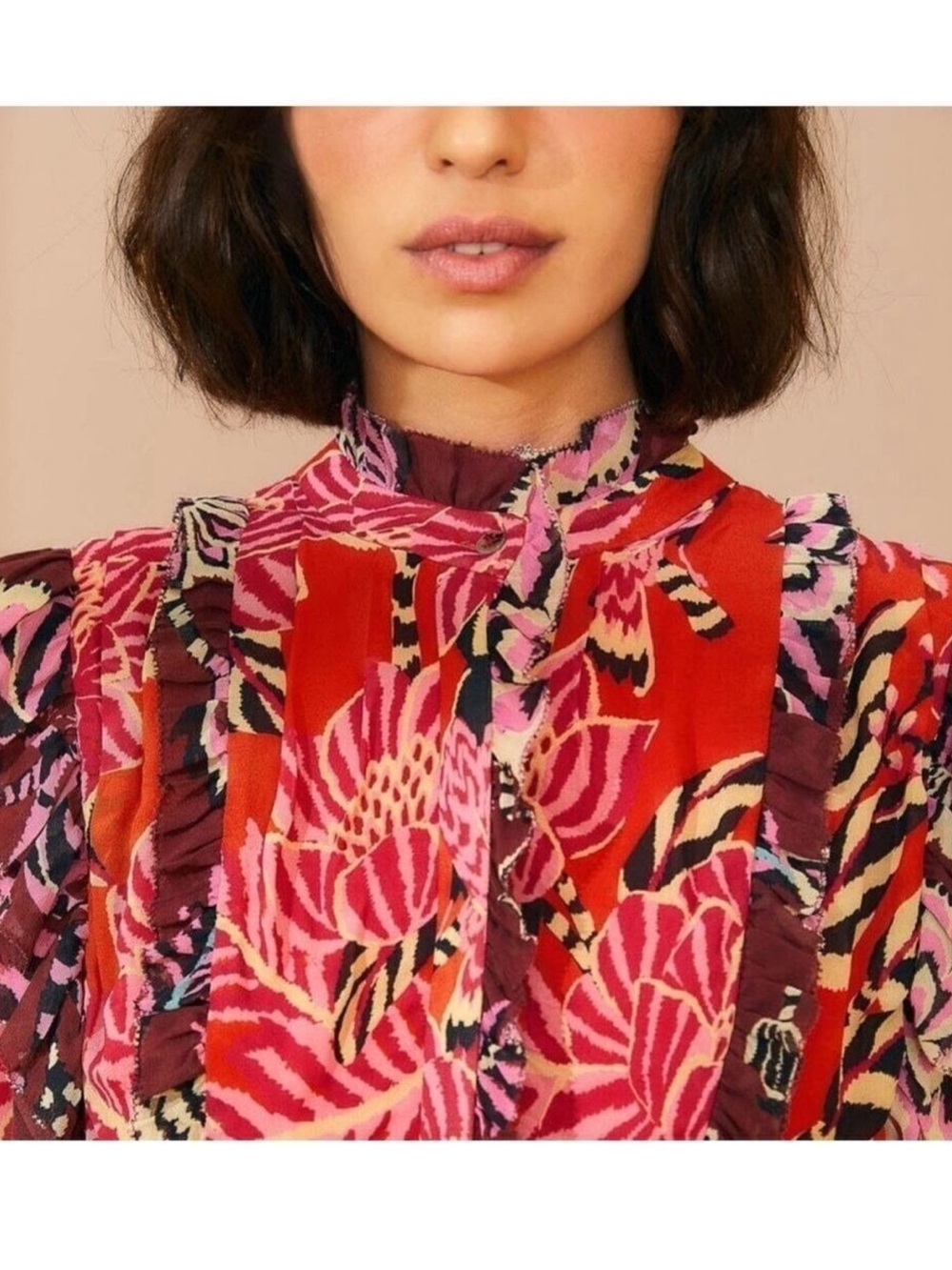 FARM Rio Pink & Orange Floral Ruffle Mini Dress - Picture 4 of 8